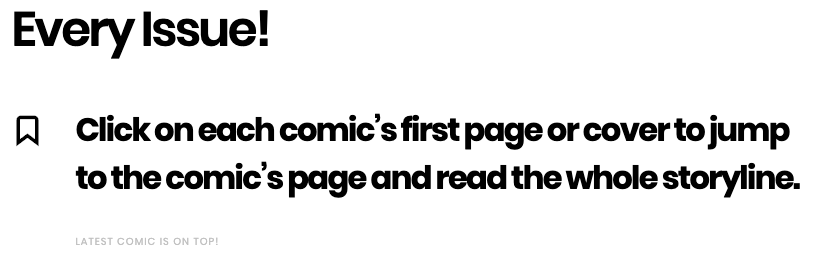 Image of the all comics page organized in descending order